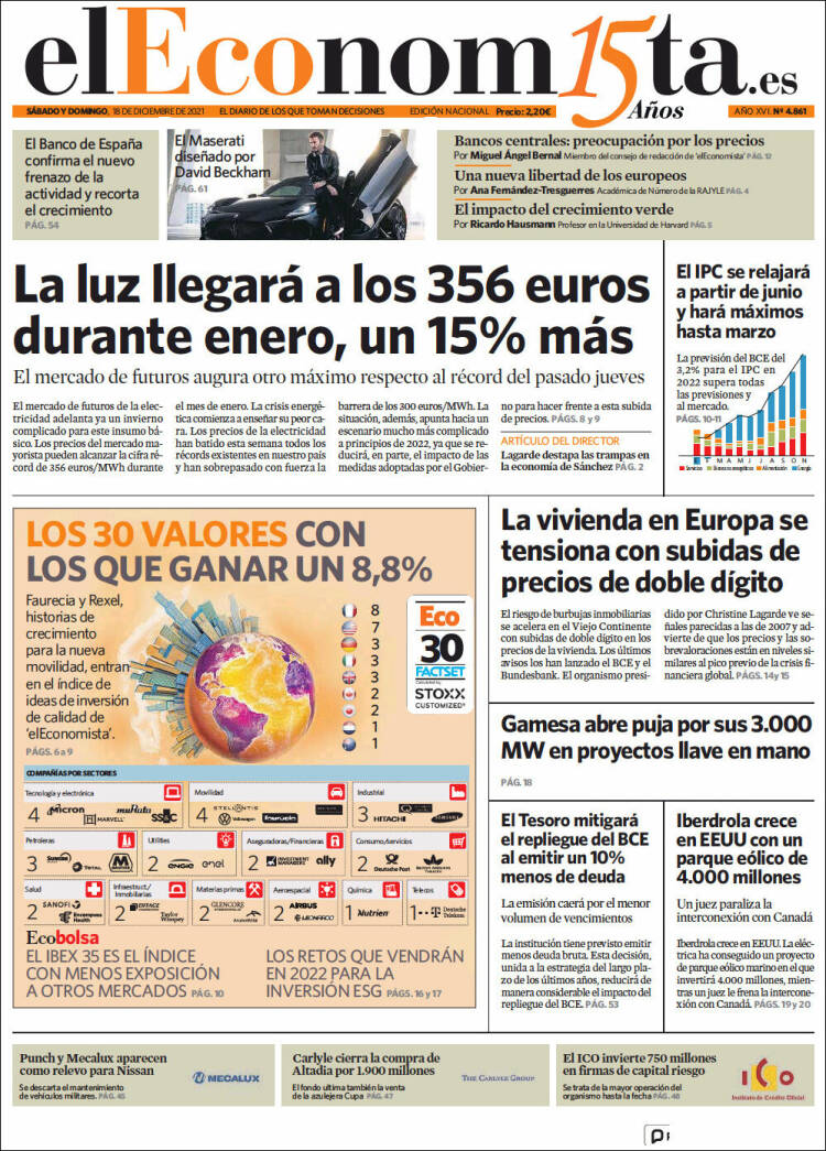 Portada de El Economista (Espa&ntilde;a)