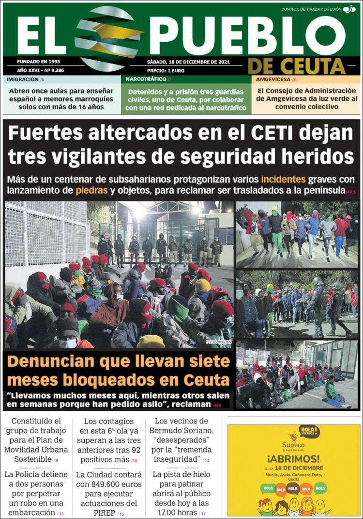 Portada de El Pueblo de Ceuta (Espa&ntilde;a)