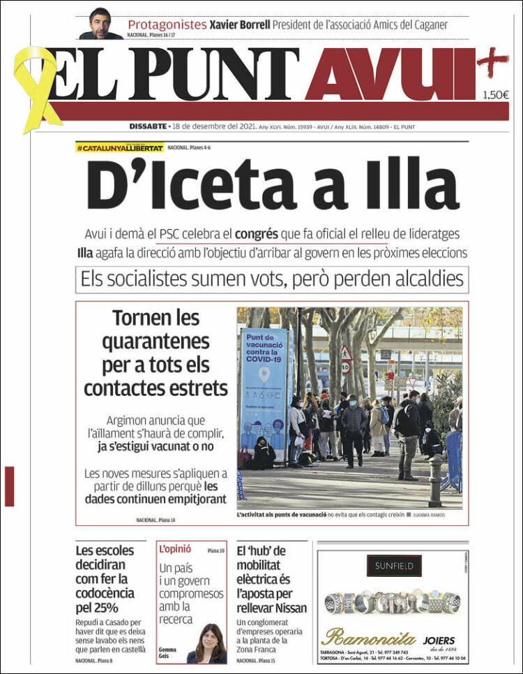 Portada de El Punt Avui (Espa&ntilde;a)