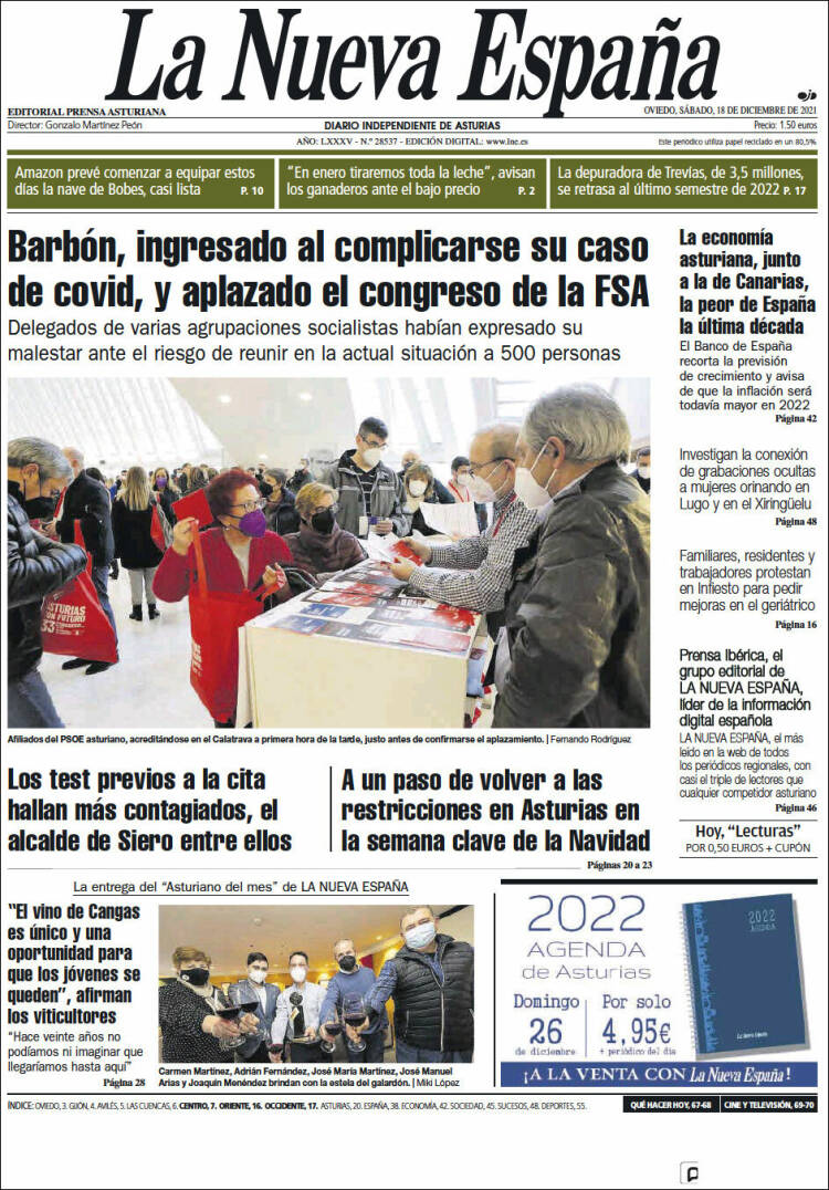 Portada de La Nueva España (Espa&ntilde;a)