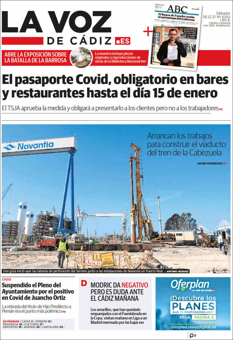 Portada de La Voz de Cádiz (Espa&ntilde;a)
