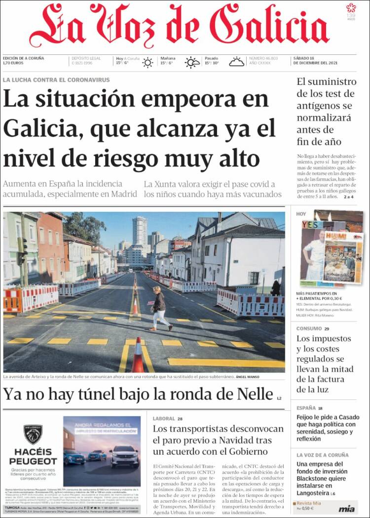 Portada de La Voz de Galicia (Espa&ntilde;a)