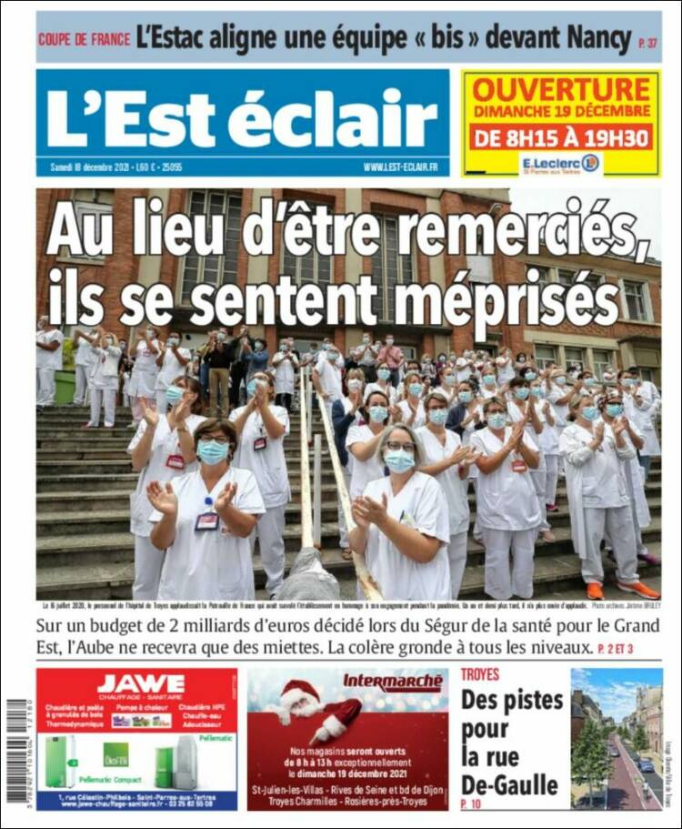 Portada de L'Est Eclair (Francia)