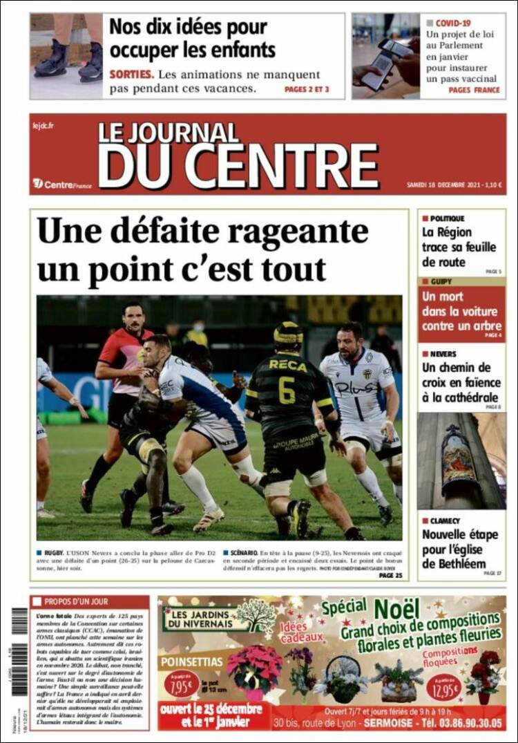 Portada de Le Journal du Centre (Francia)