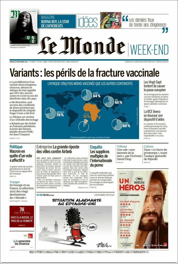 Portada de Le Monde (Francia)