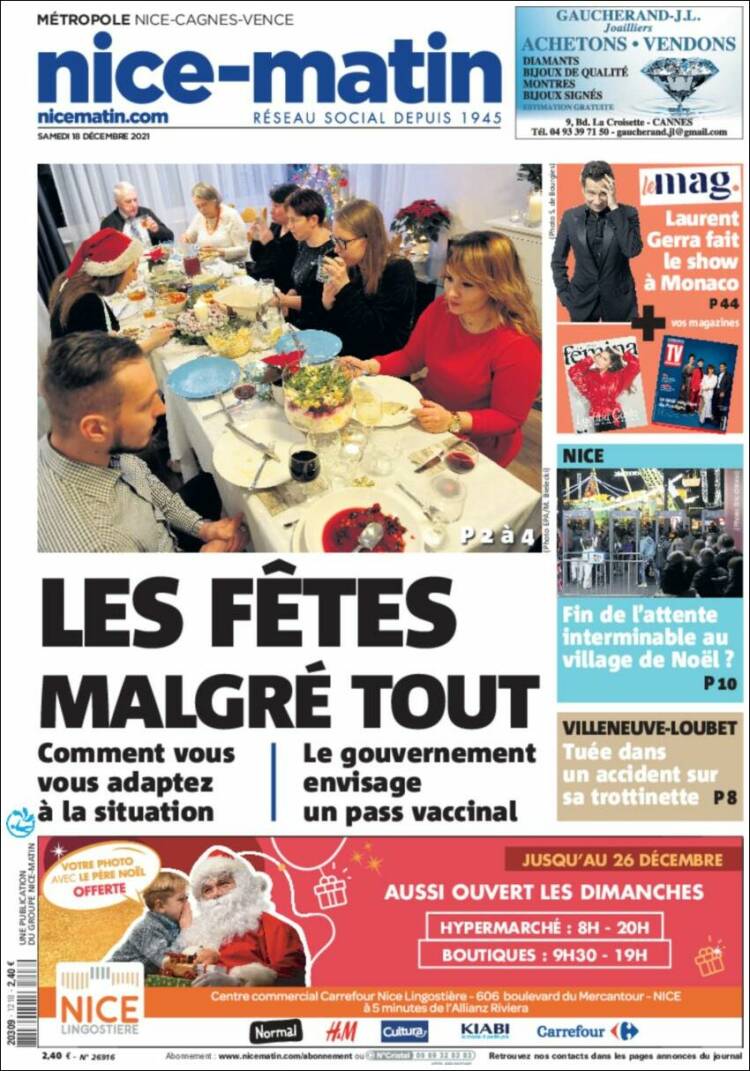 Portada de Nice-Matin (Francia)