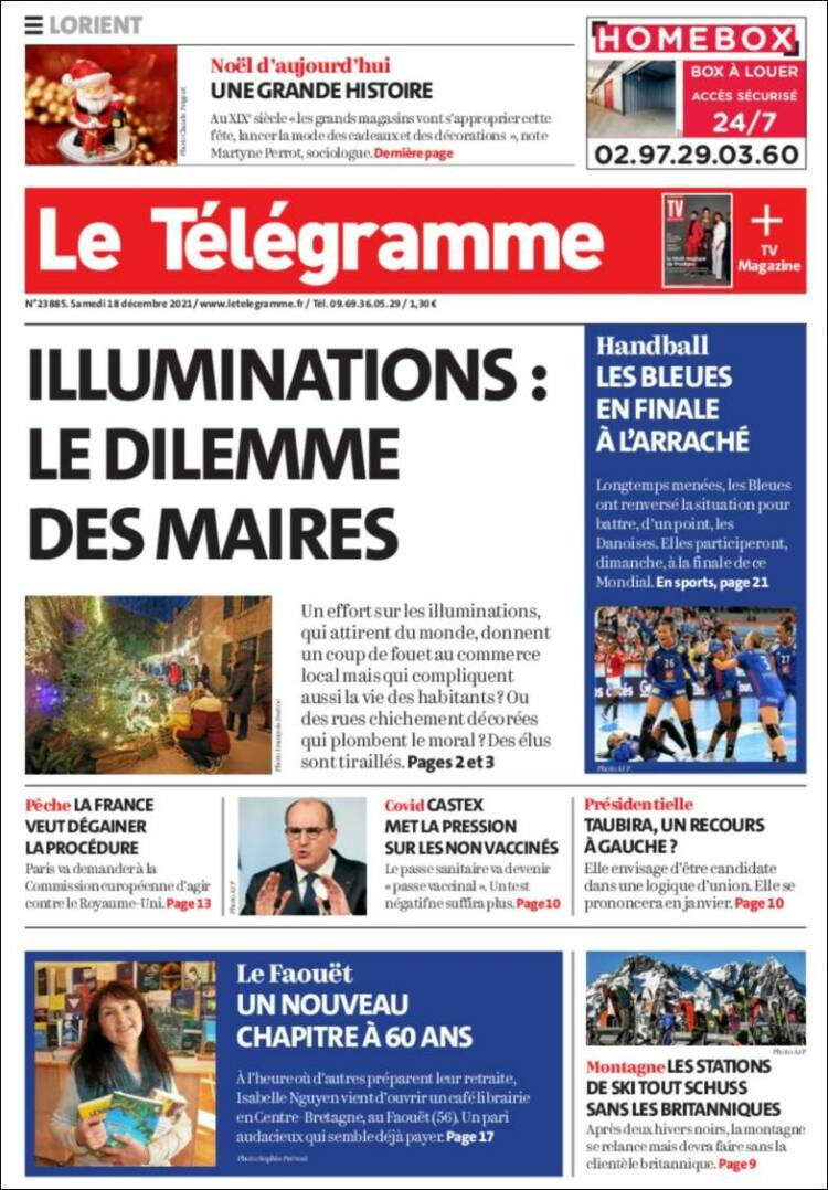 Portada de Télégramme (Francia)