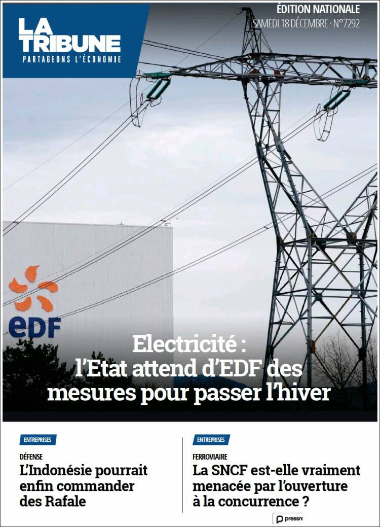 Portada de La Tribune (Francia)