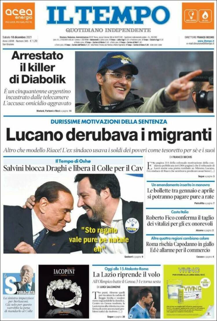 Portada de Il Tempo (Italia)