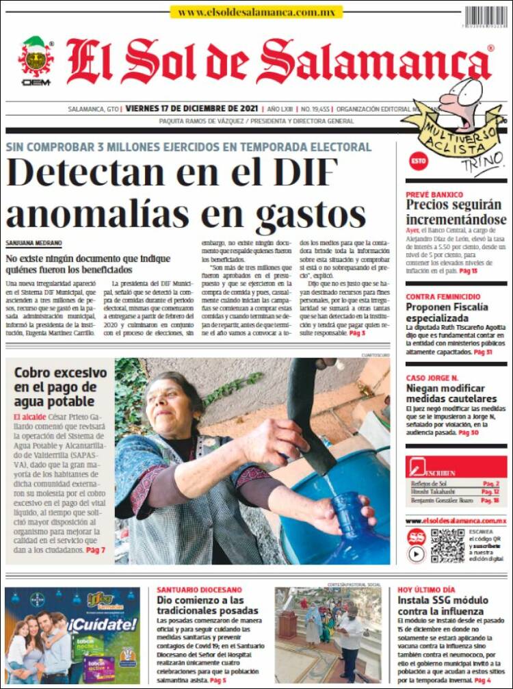 Portada de El Sol de Salamanca (México)