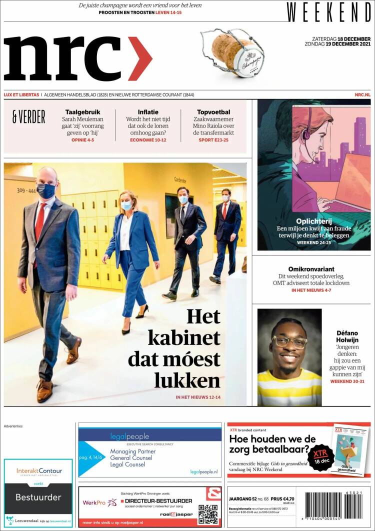 Portada de NRC Handelsblad (Pa&iacute;ses Bajos)