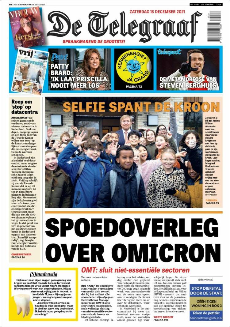 Portada de De Telegraaf (Pa&iacute;ses Bajos)