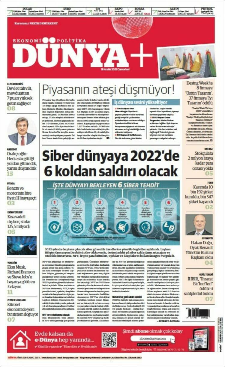 Portada de Dünya (Turqu&iacute;a)