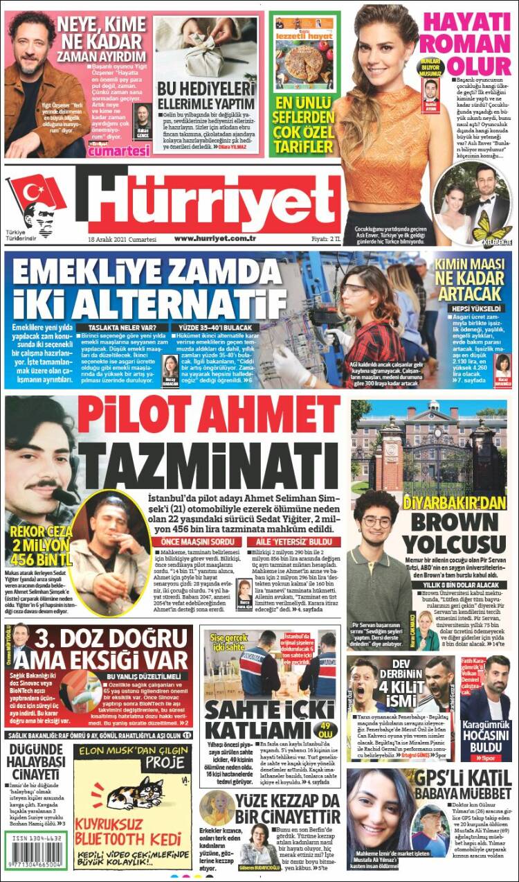 Portada de Hürriyet (Turqu&iacute;a)