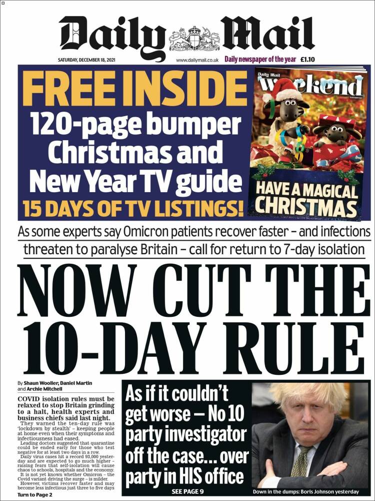 Portada de Daily Mail (Reino Unido)