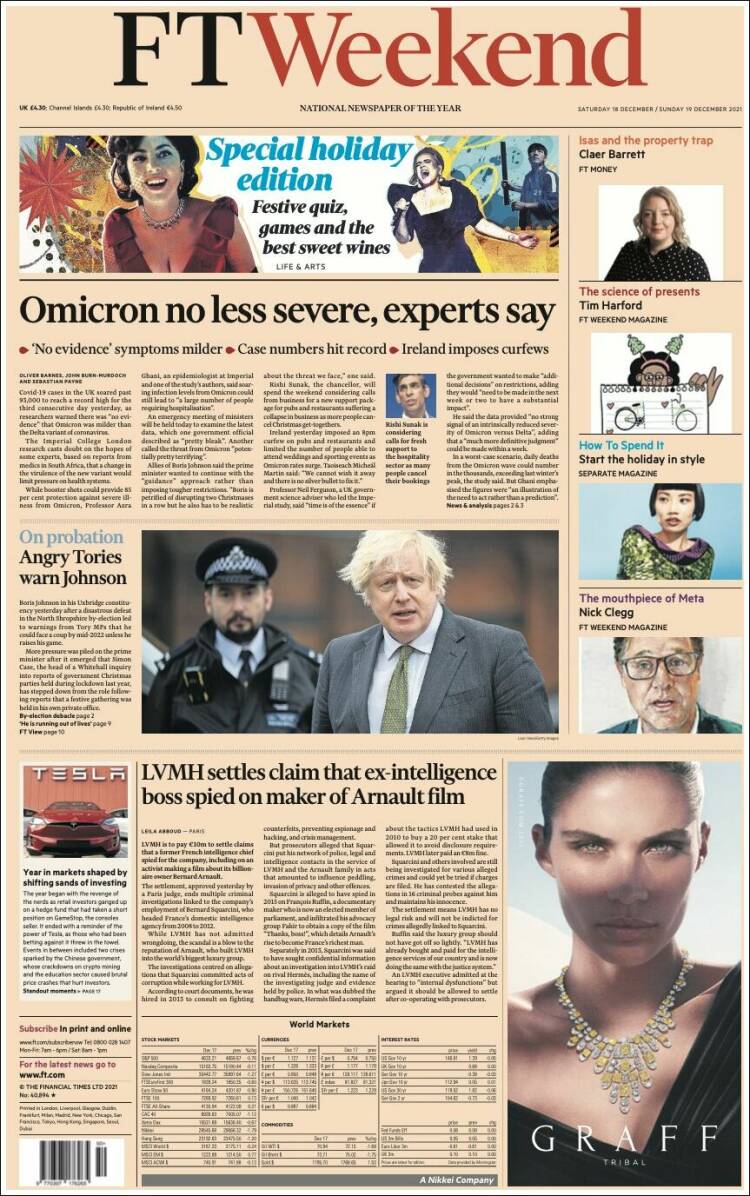 Portada de Financial Times (Reino Unido)