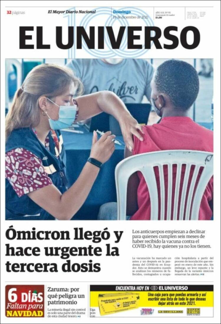 Portada de El Universo - Ecuador (Ecuador)