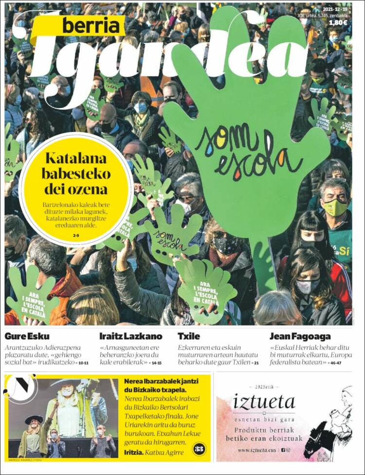 Portada de Berria (Espa&ntilde;a)