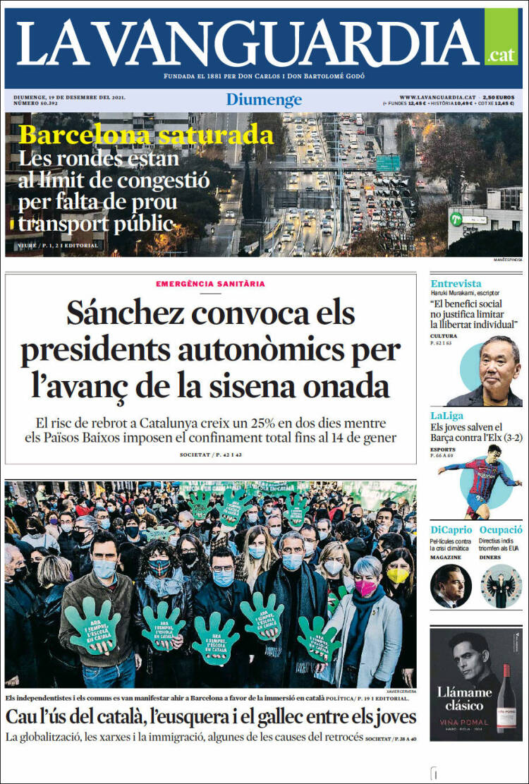 Portada de La Vanguardia (Espa&ntilde;a)