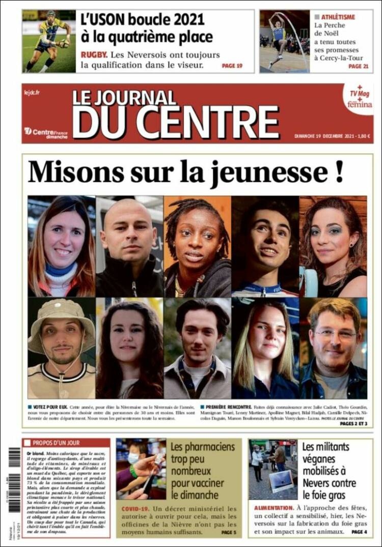 Portada de Le Journal du Centre (Francia)