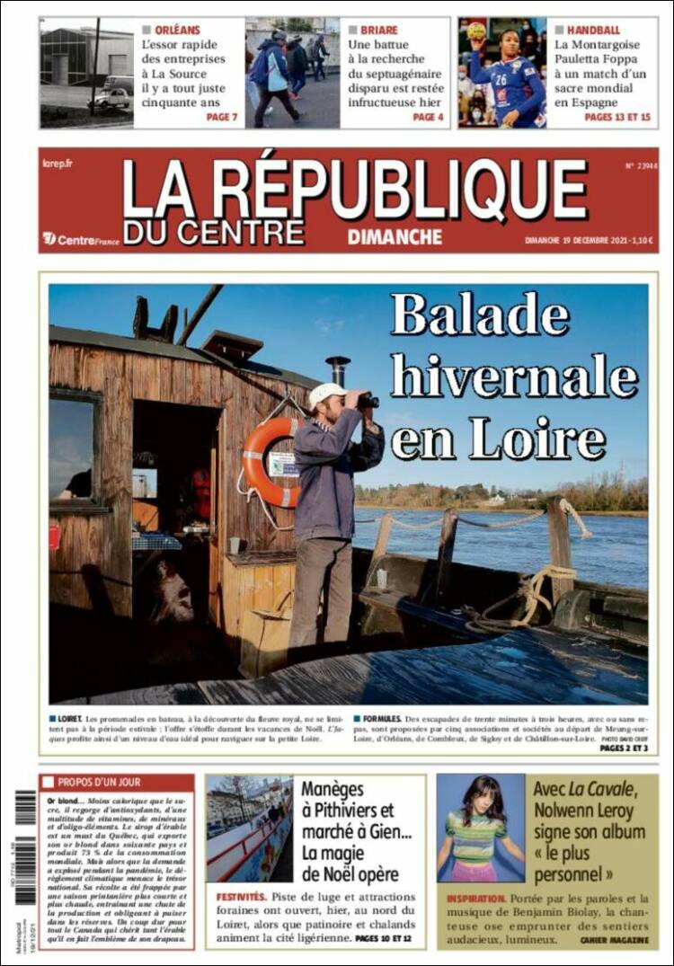 Portada de La République du Centre (Francia)