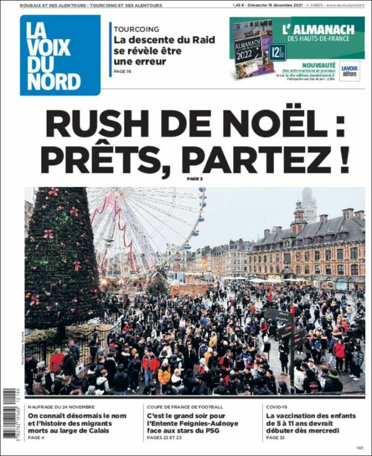 Portada de La Voix du Nord (Francia)