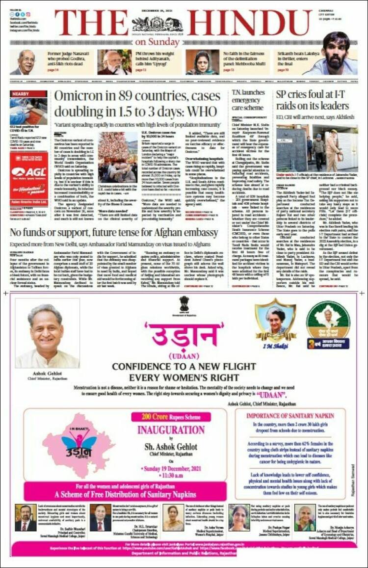 Portada de The Hindu (India)