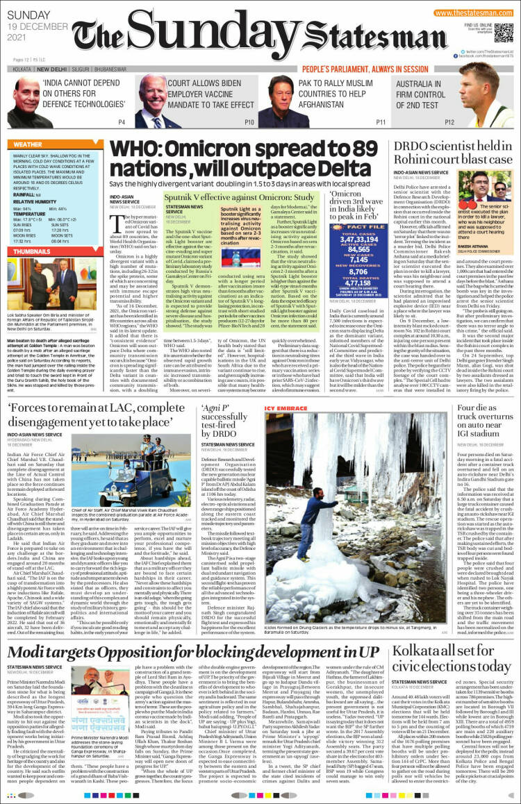 Portada de The Statesman (India)