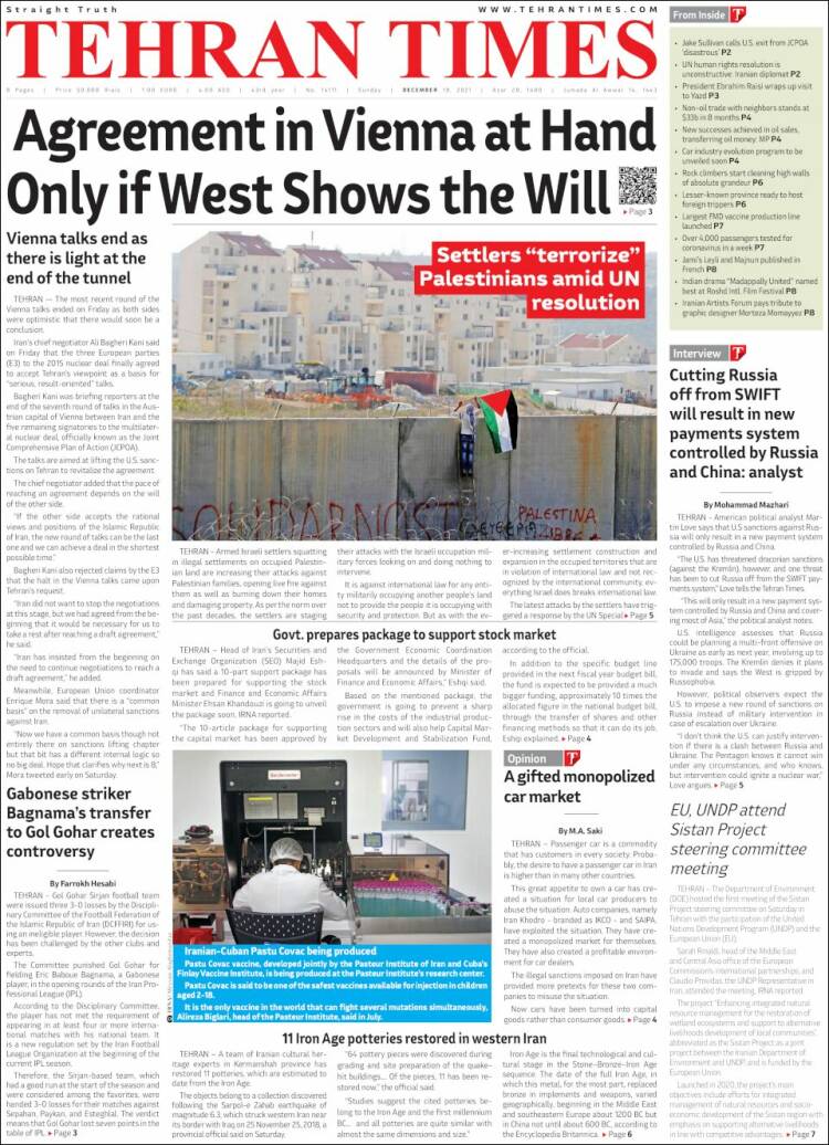 Portada de TehranTimes (Ir&aacute;n)