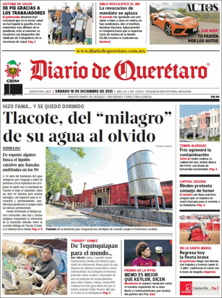 Portada de Diario de Querétaro (México)