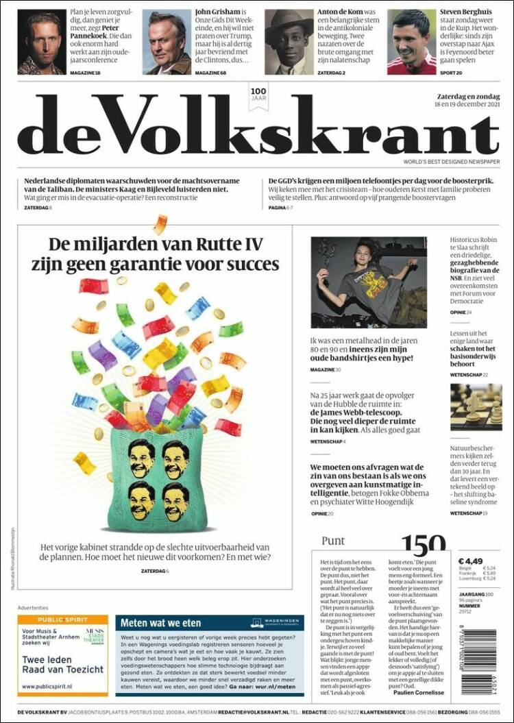 Portada de De Volkskrant (Pa&iacute;ses Bajos)