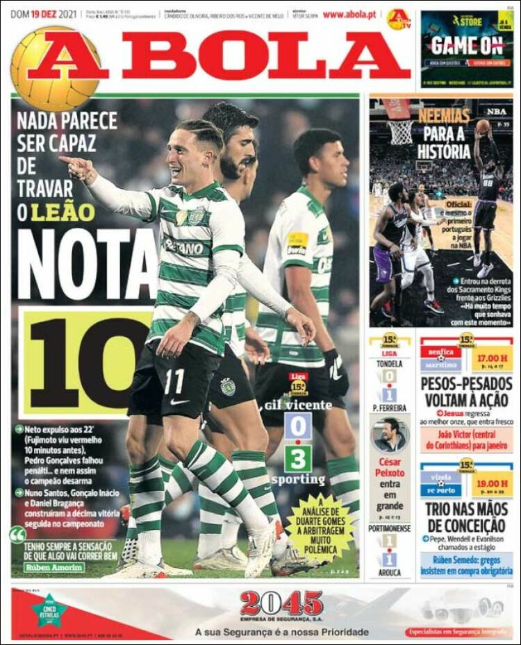 Portada de A Bola (Portugal)
