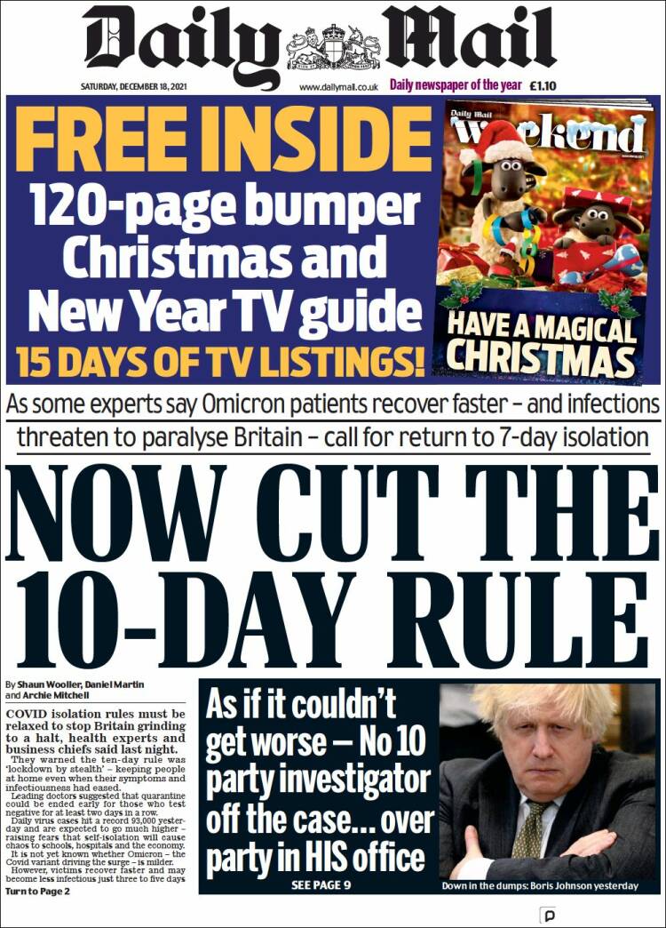 Portada de Daily Mail (Reino Unido)