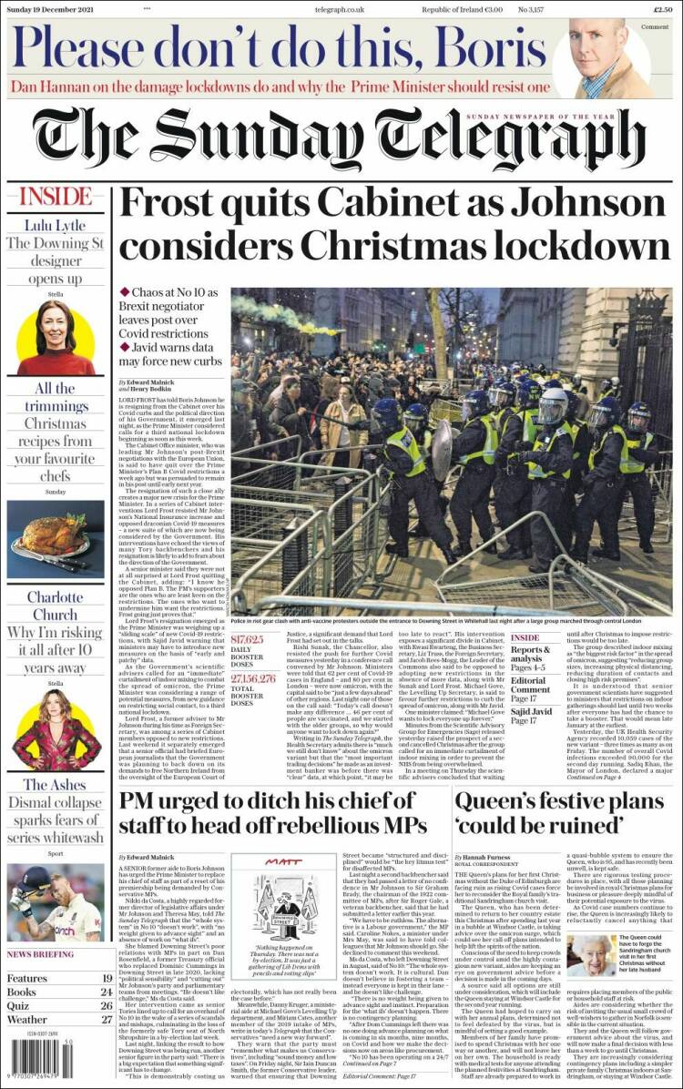Portada de Daily Telegraph (Reino Unido)