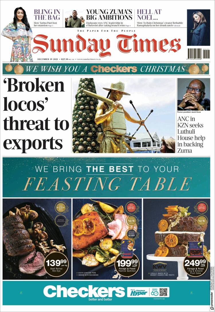 Portada de The Times (Sud&aacute;frica)