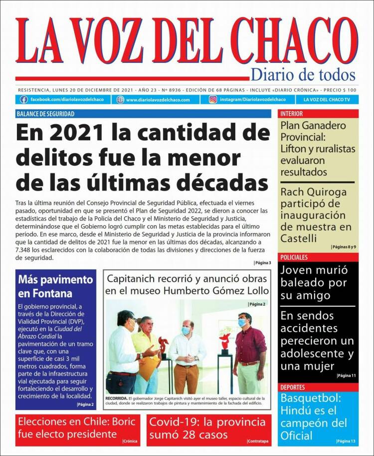 Portada de La Voz del Chaco (Argentina)