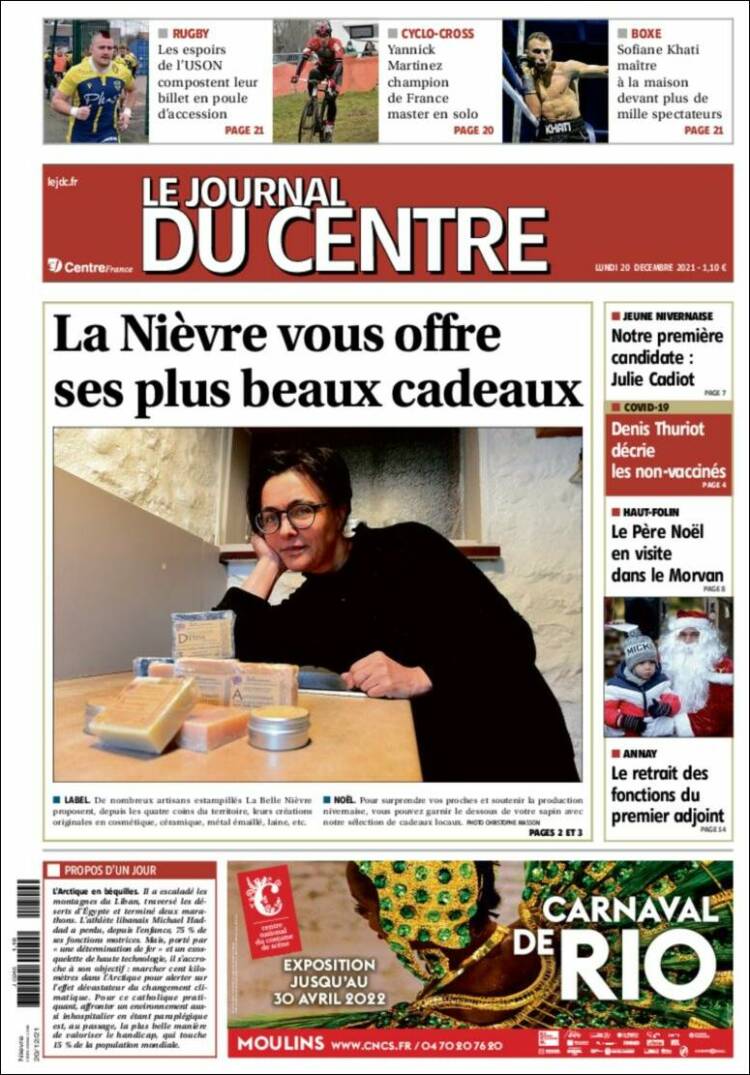 Portada de Le Journal du Centre (Francia)