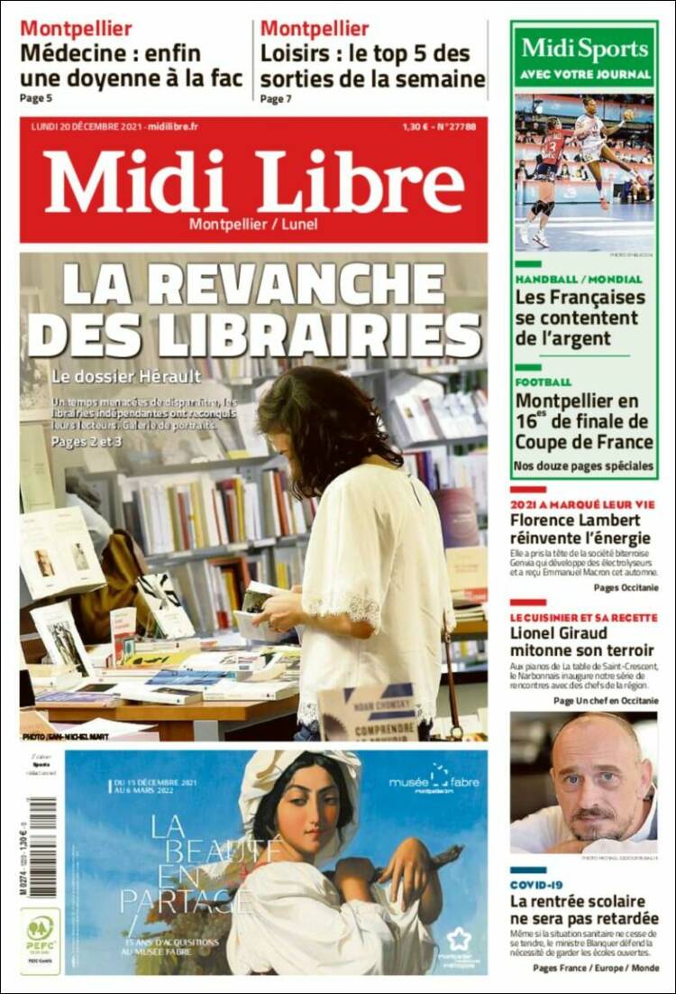 Portada de Midi Libre (Francia)