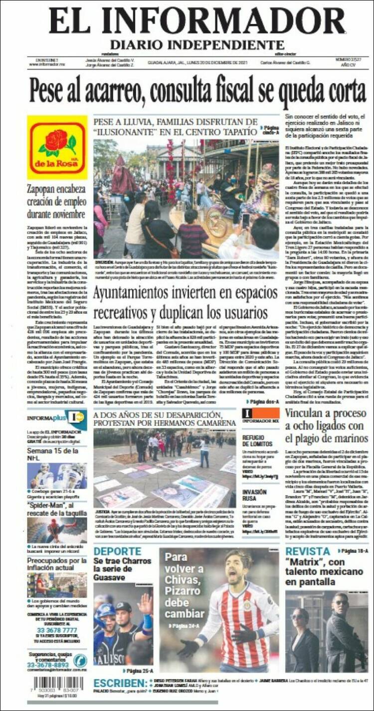 Portada de El Informador (México)