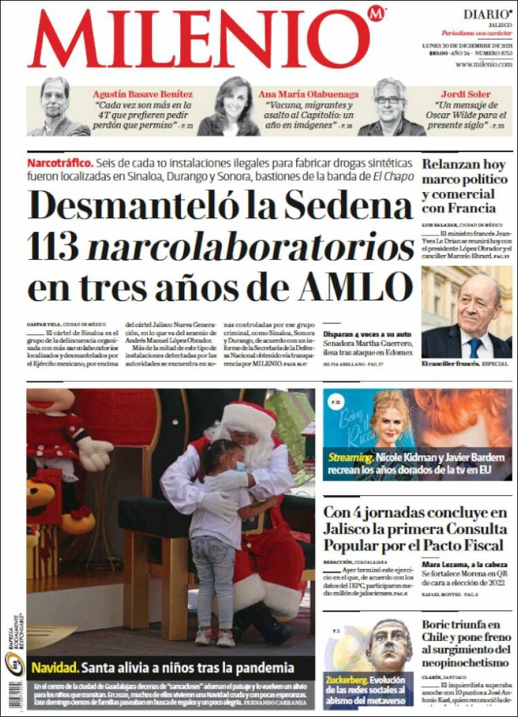 Portada de Milenio - Jalisco (México)