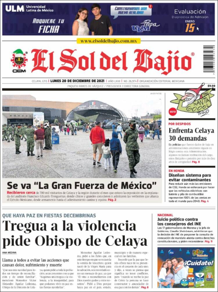 Portada de El Sol del Bajio (México)