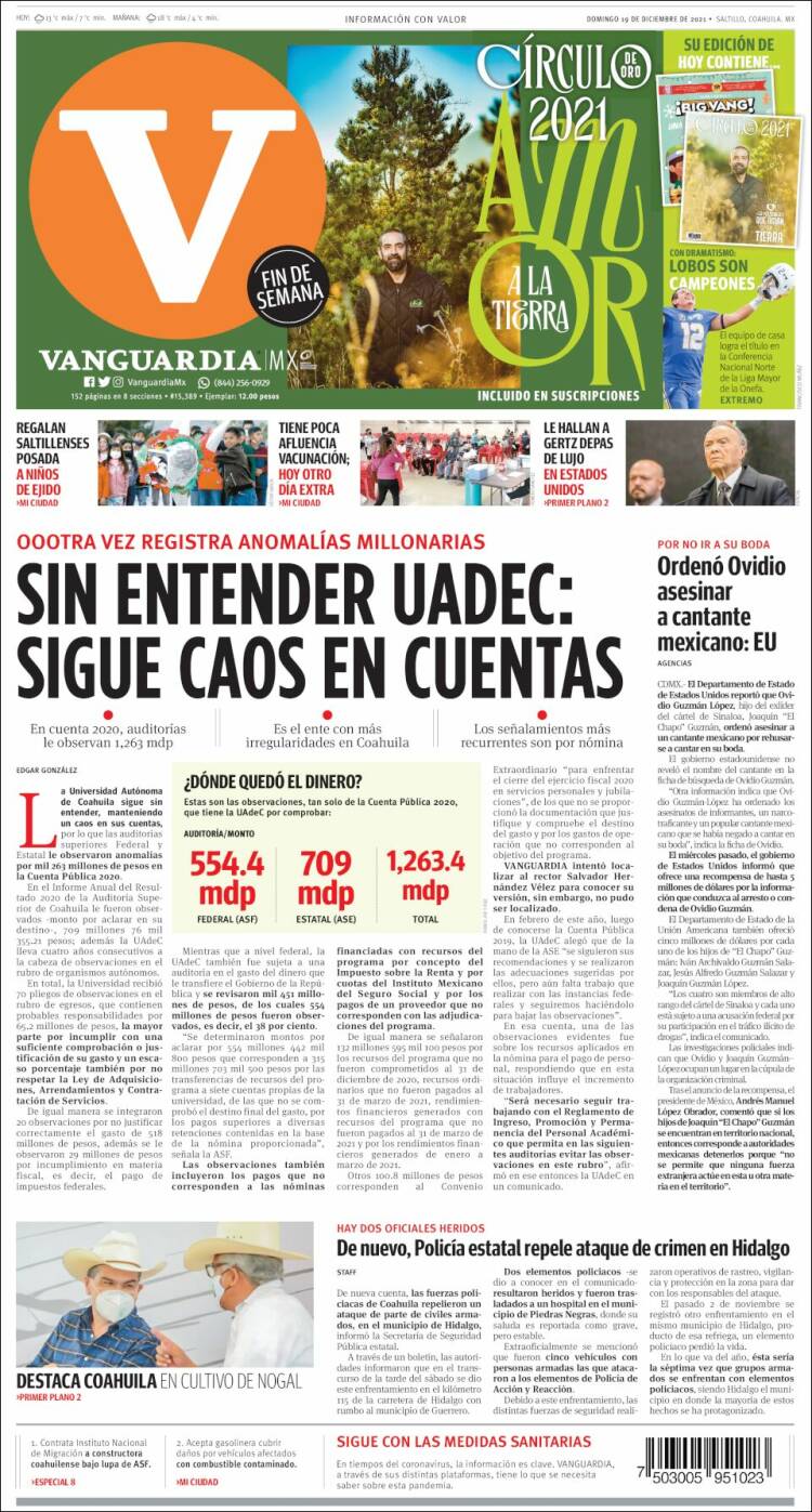 Portada de Vanguardia (México)