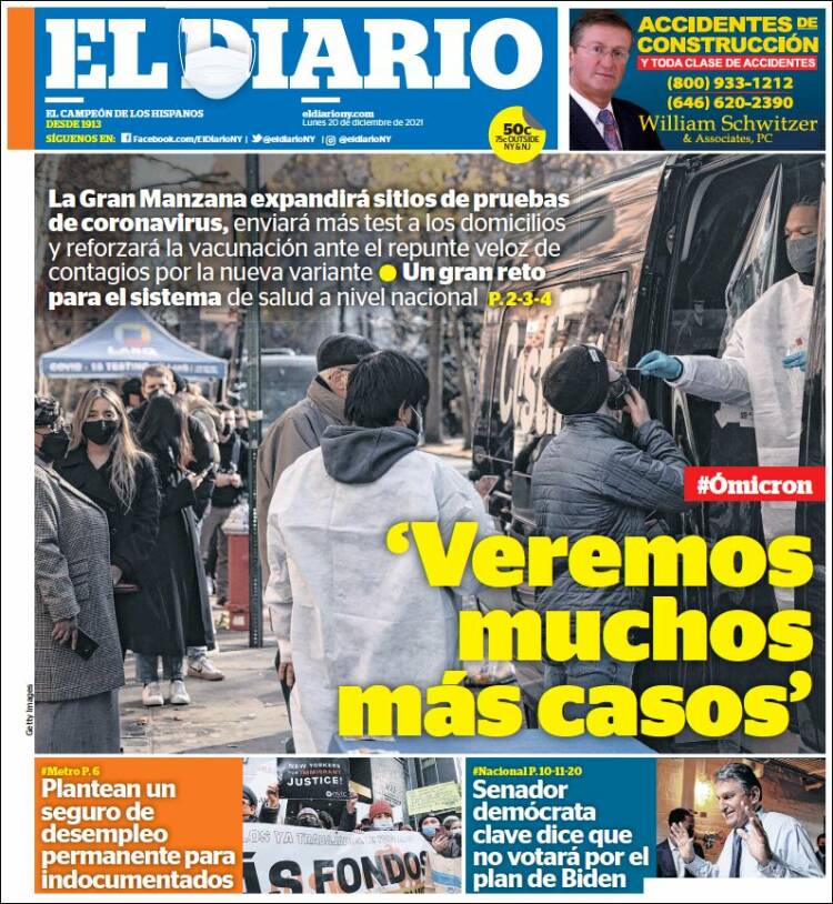 Portada de El Diario NY (USA)