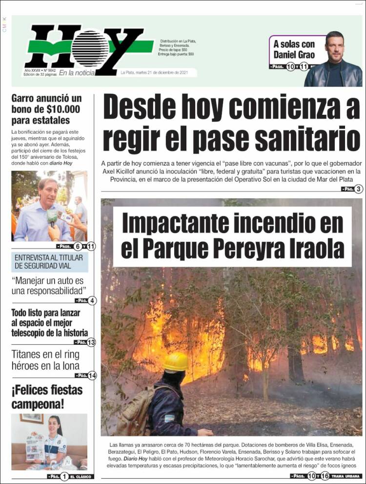Portada de Diario Hoy (Argentina)