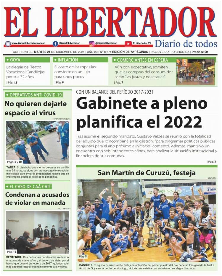 Portada de Diario El Libertador (Argentina)