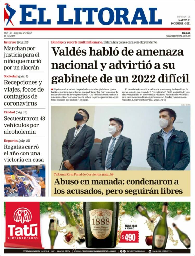 Portada de El Litoral Corrientes (Argentina)