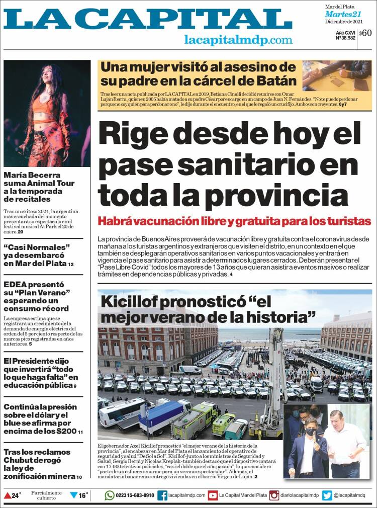 Portada de Diario La Capital - Mar del Plata (Argentina)