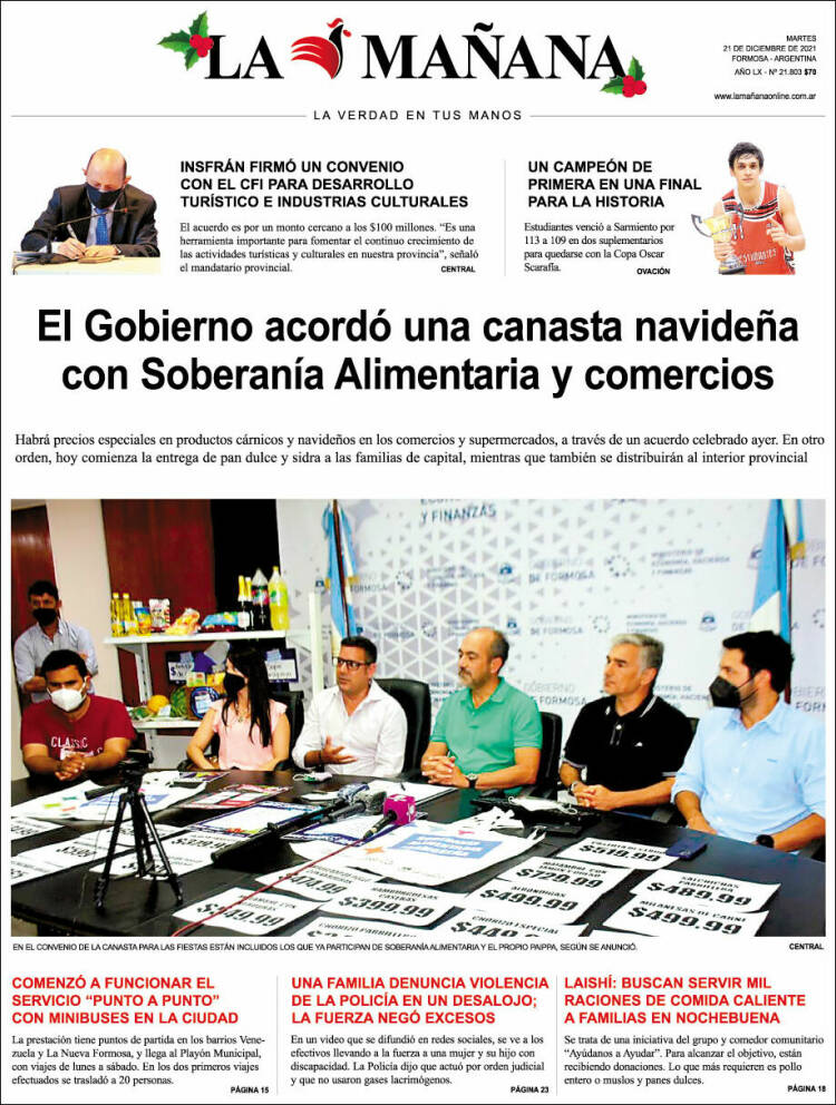 Portada de Diario La Mañana (Argentina)