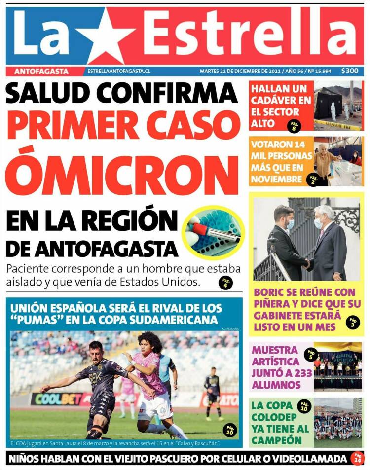 Portada de La Estrella del Norte (Chile)