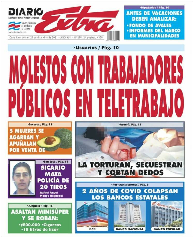 Portada de Diario Extra (Costa Rica)